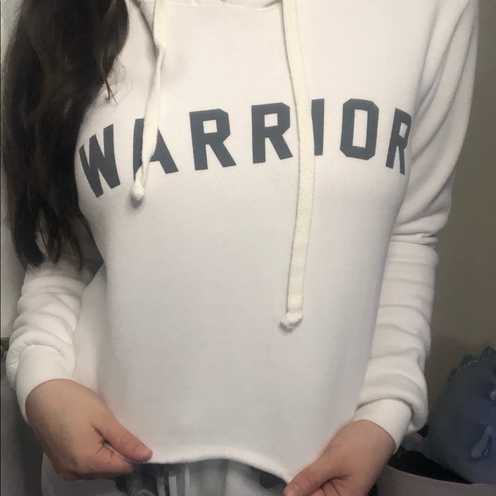“warrior” cream colored cropped hoodie